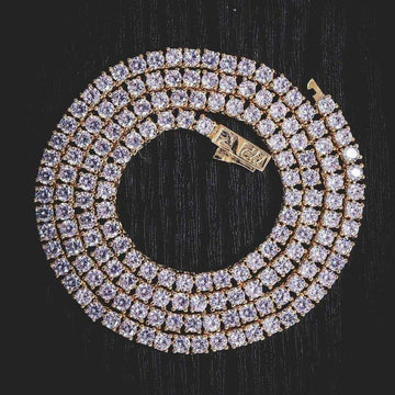 Round Cut Tennis Necklace in Yellow Gold - 3mm - The GLD Shop