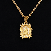 Iced Medieval Shepherd Pendant in Yellow Gold