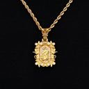 Dije de pastor medieval con incrustaciones en oro amarillo
