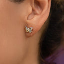 Simple Butterfly Stud Earring in White Gold