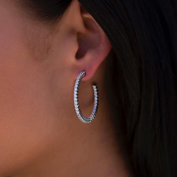 Eternity Hoop Earrings in White Gold-2MM