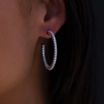 Eternity Hoop Earrings in White Gold-2MM