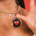 Diamond Spain Spinning Globe Flag Pendant in Yellow Gold