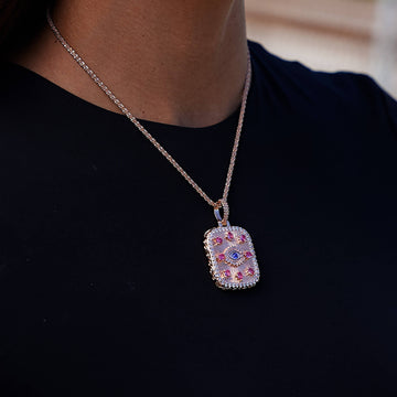 Square Evil Eye Pendant in Rose Gold