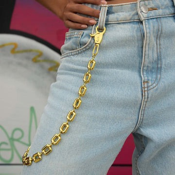 Square Link Pant Chain in Yellow Gold - 15MM