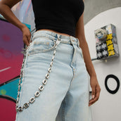 Square Link Pant Chain in White Gold - 15MM