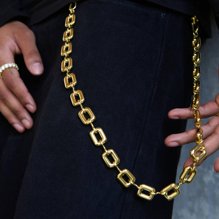 Square Link Pant Chain in Yellow Gold - 15MM- The GLD Shop