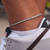 Conjunto de collar y tobillera de tenis de diamantes en oro blanco - 3 mm