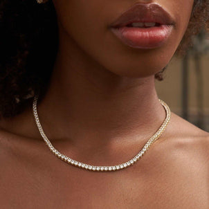 Diamond Tennis Necklace in Yellow Gold- 3mm