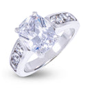 Elongated Cushion Stone Thick Lab Diamond Engagement Ring in Platinum