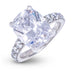 Anillo de compromiso con diamante de laboratorio de talla cojín alargada en oro blanco macizo