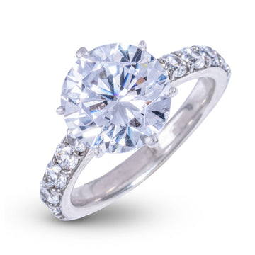 Round Stone Lab Diamond Engagement Ring in Solid White Gold