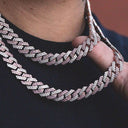 10mm Two-Tone Prong Link Chain in Rose/White Gold