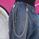 12MM Miami Cuban w/ 65MM Carabiner Pant Chain in White Gold