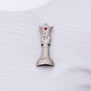 Iced Chess Queen Brooch in White Gold