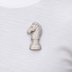 Iced Chess Knight Brooch in White Gold