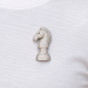 Iced Chess Knight Brooch in White Gold