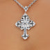 Medieval Cross Black Stones Pendant in White Gold