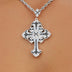 Medieval Cross Black Stones Pendant in White Gold