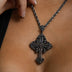 Medieval Cross Black Stones Pendant in Black