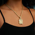 Dije de la Virgen con el Niño de estilo medieval con diamantes en oro amarillo