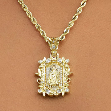 Dije de pastor medieval con incrustaciones en oro amarillo