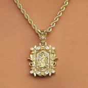 Iced Medieval Shepherd Pendant in Yellow Gold