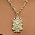 Iced Medieval Saint Michael Dragon Pendant in Yellow Gold