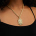 Iced Medieval Saint Michael Dragon Pendant in Yellow Gold