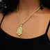 Iced Medieval Saint Michael Dragon Pendant in Yellow Gold