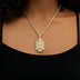 Iced Medieval Saint Michael Dragon Pendant in Yellow Gold