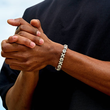 Iced XOXO Tennis Chain Bracelet in White Gold- The GLD Shop
