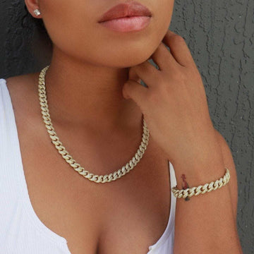 Iced Cuban Chain + Bracelet Bundle in Yellow Gold- 8.5mm