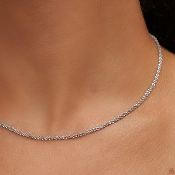 Collar de Palomitas de Maíz en Oro Blanco (Ajustable)