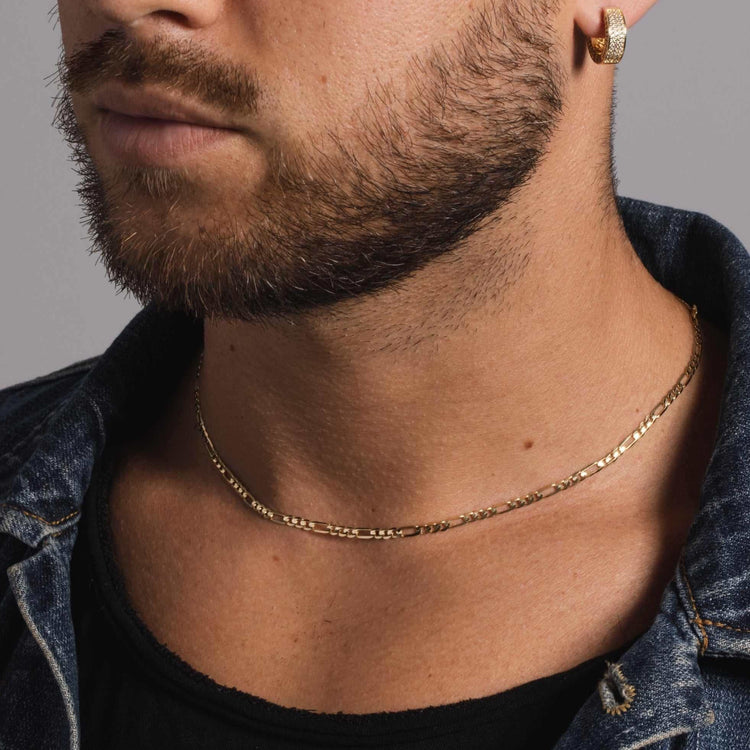 Solid Gold Figaro Link Necklace (3mm)- The GLD Shop