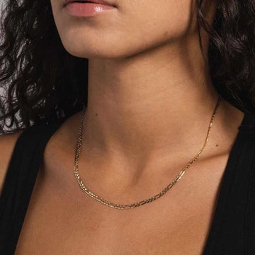 10k Solid Gold Figaro Link Necklace (3mm)