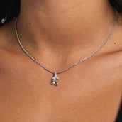 Solid White Gold Micro Cherry Pendant
