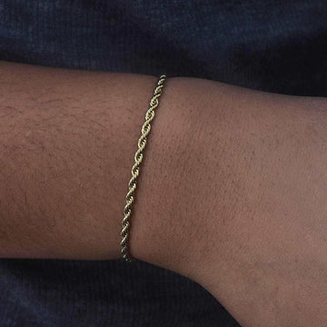 14k Solid Gold Rope Bracelet (2mm)