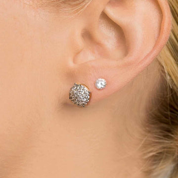 10mm Pave Set Stud Earrings in Yellow Gold