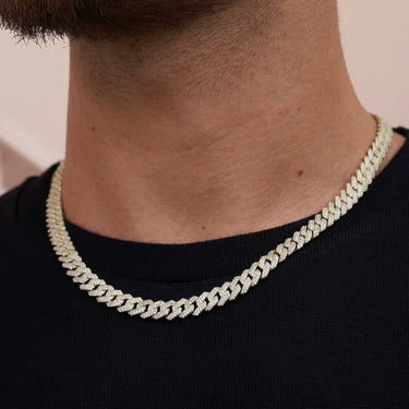Diamond Prong Cuban Chain in Yellow Gold - 8.5mm- The GLD Shop