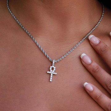 Solid White Gold Micro Ankh Cross