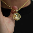 14k Solid Gold Neptune Coin Pendant