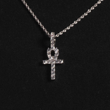 Solid White Gold Micro Ankh Cross