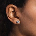 Pendientes de oro blanco macizo de 14k con microagrupaciones de diamantes VS