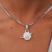 Miami Dolphins Official NFL Micro Logo Pendant - White Gold