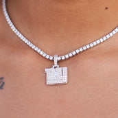 New York Giants Official NFL Micro Logo Pendant - White Gold