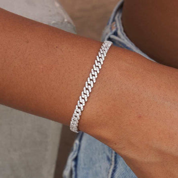 Paquete de cadena y pulsera microtenis ajustables con bolsa GLD en oro blanco o amarillo - 2mm