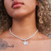 New York Giants Official NFL Micro Logo Pendant - White Gold