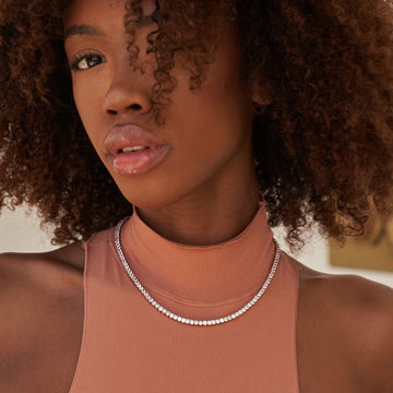 Collar tenis de diamantes en oro rosa - 3mm