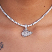 Kansas City Chiefs Official NFL Micro Logo Pendant - White Gold